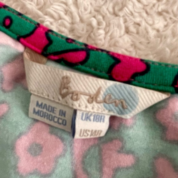 Boden Vibrant Pink & Green Floral Stretchy Maxi Dress Sz 14 Sleeveless Summer - Picture 9 of 13
